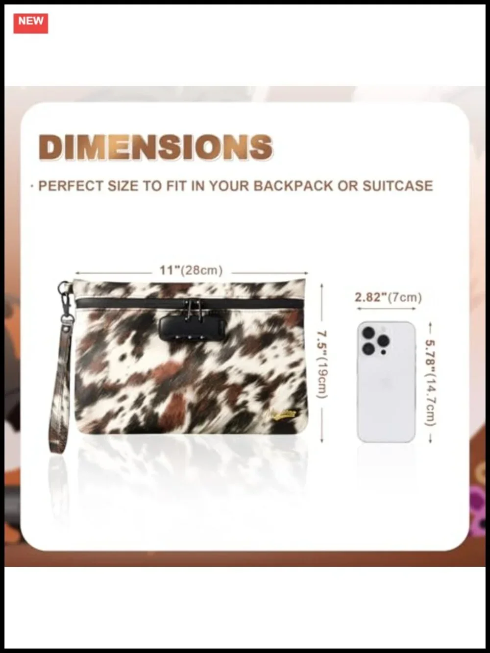 Lockable PU Leather Travel Cosmetic Organizer Bag with Combination Lock
